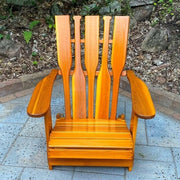 Wooden Customized Back Royal Adirondack Chair in Clear Cedar, Golden Glossy, Scallop Back