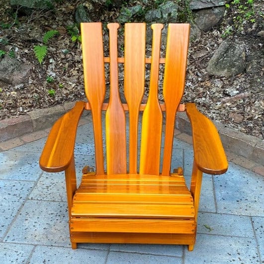 Wooden Customized Back Royal Adirondack Chair in Clear Cedar, Golden Glossy, Scallop Back