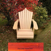 Wooden Customized Back Royal Adirondack Chair in Clear Cedar, Mahogany Glossy, Peak Back