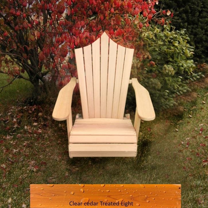 Wooden Customized Back Royal Adirondack Chair in Clear Cedar, Golden Glossy, Peak Back