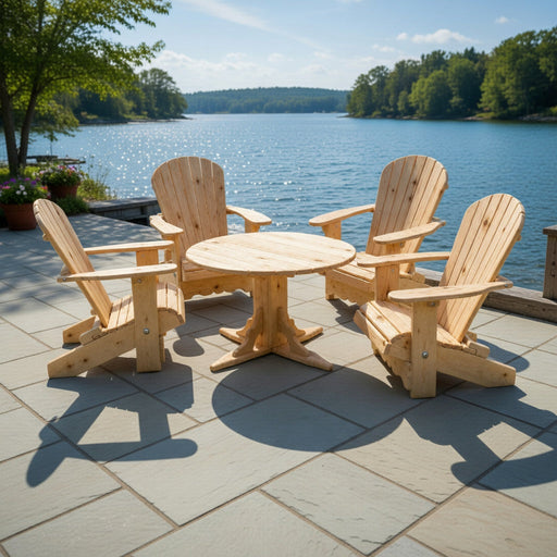 Wooden Royal Picnic Set for 4 in Knotted Pine, Unstained