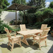 Wooden Modern Dining Set for 4 with 5' Table in Knotted Pine, Unstained