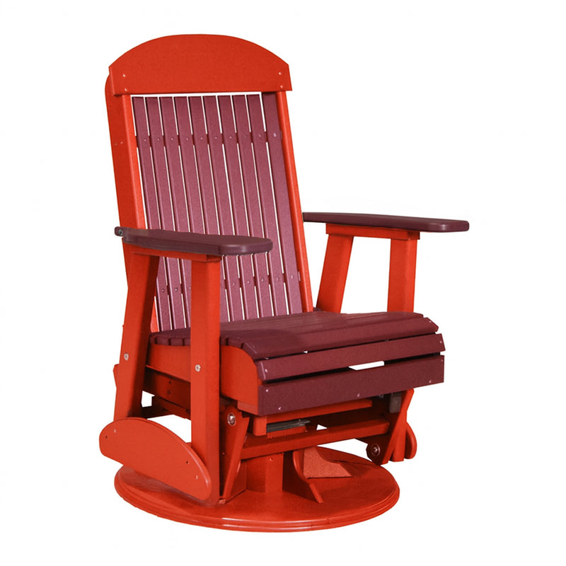 LuxCraft Cherrywood 2 foot Classic Highback Recycled Plastic Swivel Glider Chair With Cup Holder