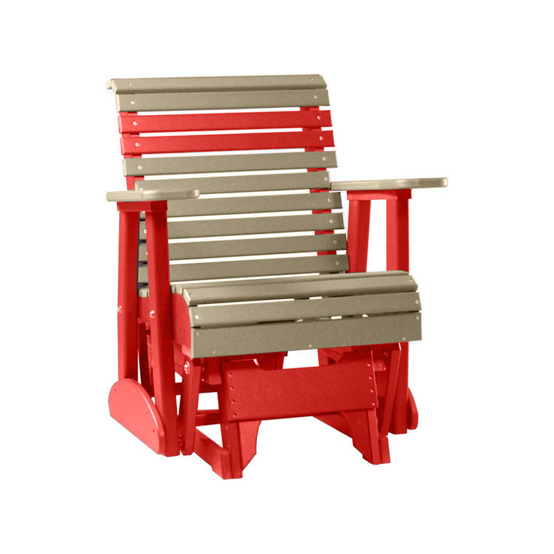LuxCraft Weatherwood 2 foot Rollback Recycled Plastic Glider Chair With Cup Holder
