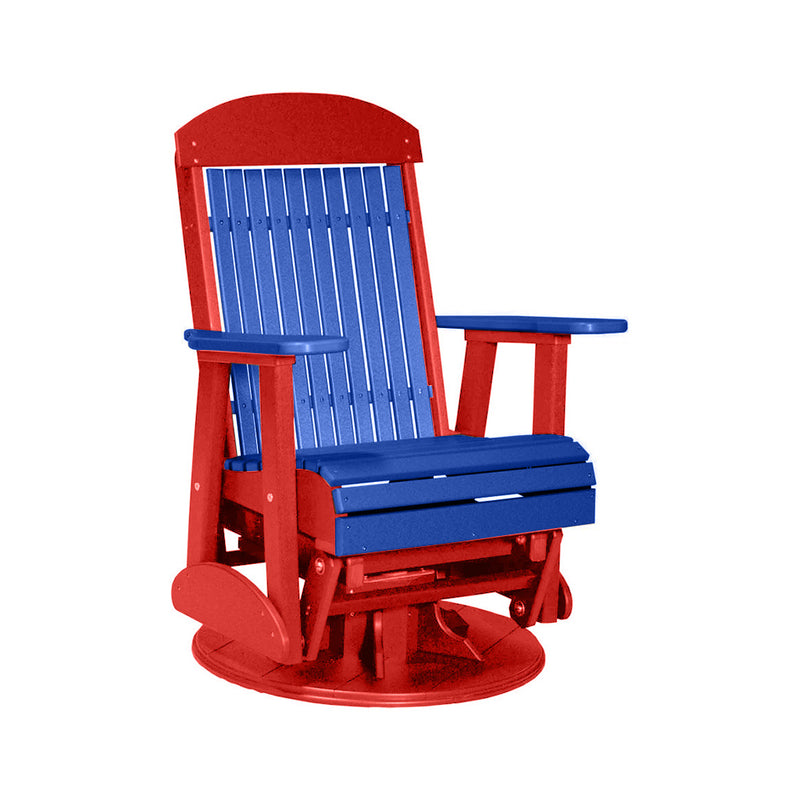 LuxCraft Blue 2 foot Classic Highback Recycled Plastic Swivel Glider Chair With Cup Holder