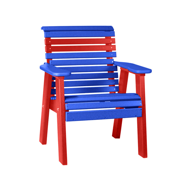 LuxCraft Blue 2' Rollback Recycled Plastic Chair With Cup Holder