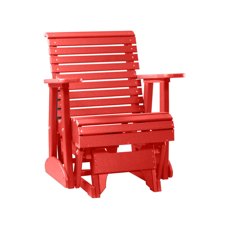 LuxCraft Red 2 foot Rollback Recycled Plastic Glider Chair With Cup Holder
