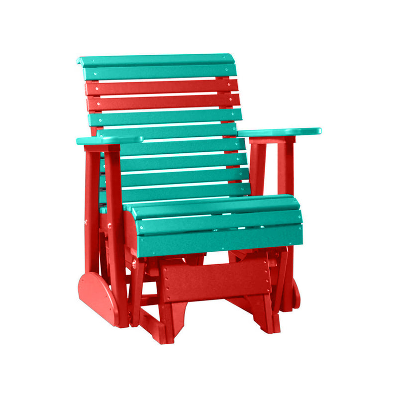 LuxCraft Aruba Blue 2 foot Rollback Recycled Plastic Glider Chair