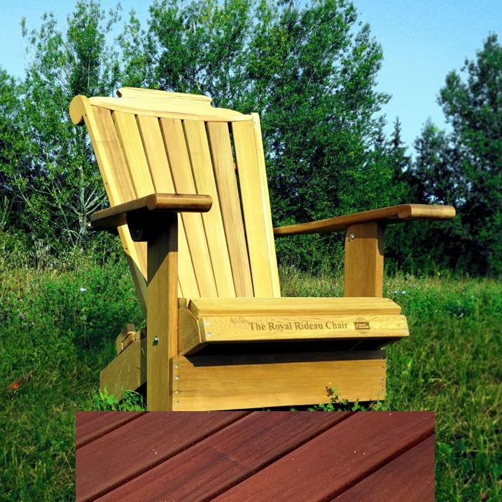 Wooden Customized Back Royal Adirondack Chair in Brazilian Walnut (IPE), Oiled Fully Assembled, Rideau Back