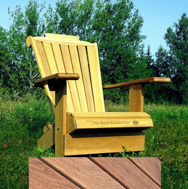 Wooden Customized Back Royal Adirondack Chair in Brazilian Walnut (IPE), Unoiled Fully Assembled, Rideau Back