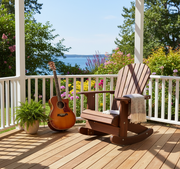 Wooden Royal Rocking Adirondack Chair (Large) in Brazilian Walnut (IPE), Oiled Fully Assembled