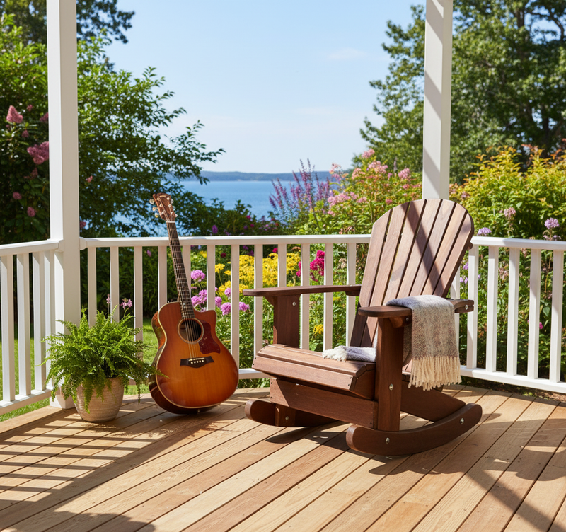 Wooden Royal Rocking Adirondack Chair (Large) in Brazilian Walnut (IPE), Oiled Fully Assembled