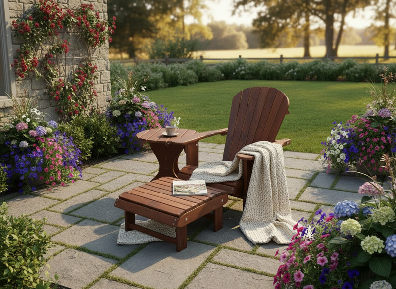 Wooden Royal Upright Adirondack Chair in Brazilian Walnut (IPE), Oiled Fully Assembled
