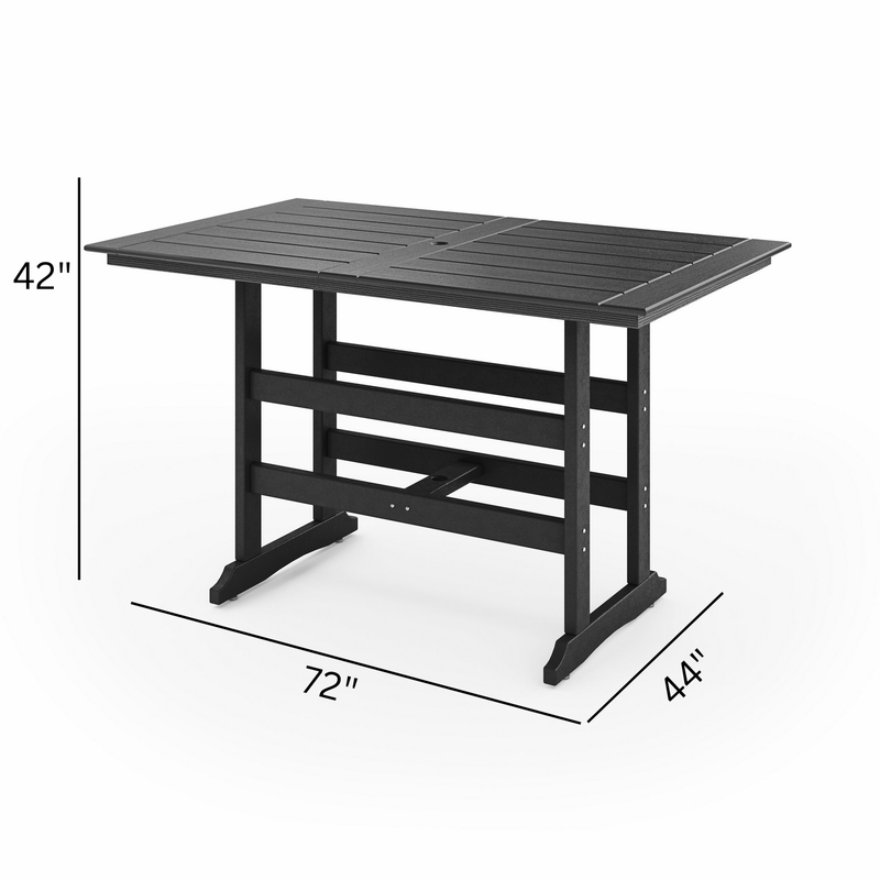 SoPoly 72" Savannah Farmhouse Bar Table dimensions diagram