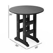 SoPoly 36" Round Counter Table dimensions diagram