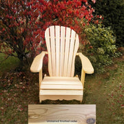 Wooden Customized Back Royal Adirondack Chair in Knotted Cedar, Unstained, Sandal Back