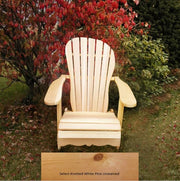 Wooden Customized Back Royal Adirondack Chair in Pine, Unstained, Sandal Back