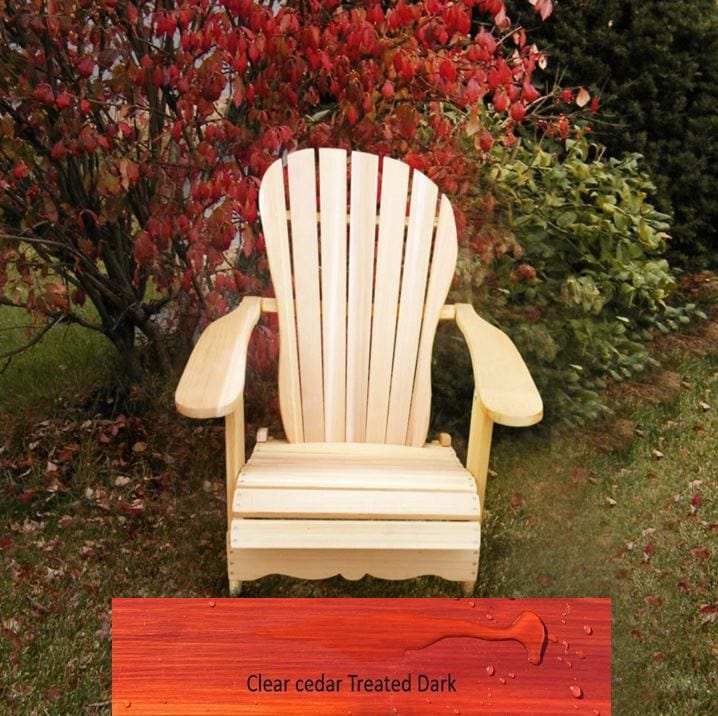 Wooden Customized Back Royal Adirondack Chair in Clear Cedar, Mahogany Glossy, Sandal Back