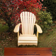 Wooden Customized Back Royal Adirondack Chair in Knotted Cedar, Mahogany Glossy, Sandal Back