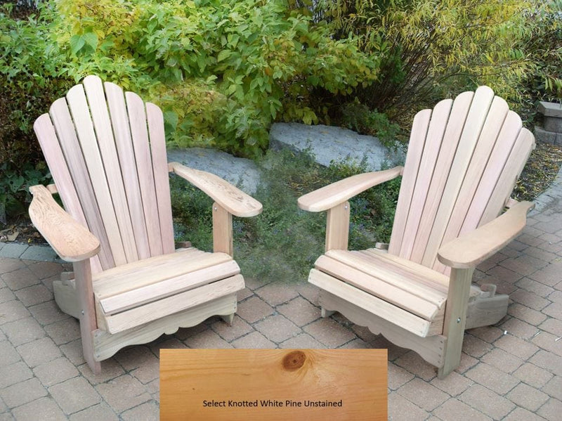 Wooden Customized Back Royal Adirondack Chair in Pine, Unstained, Scallop Back