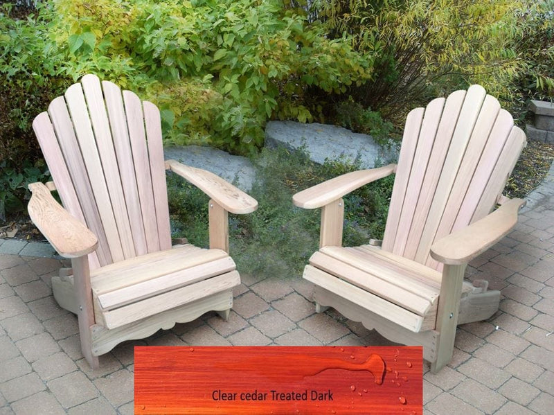 Wooden Customized Back Royal Adirondack Chair in Clear Cedar, Mahogany Glossy, Scallop Back