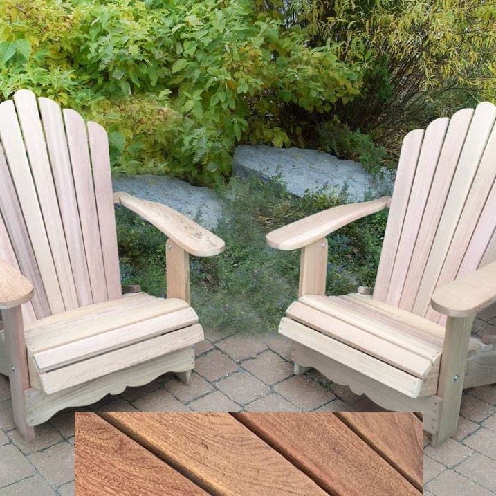 Wooden Customized Back Royal Adirondack Chair in Brazilian Walnut (IPE), Unoiled Fully Assembled, Scallop Back