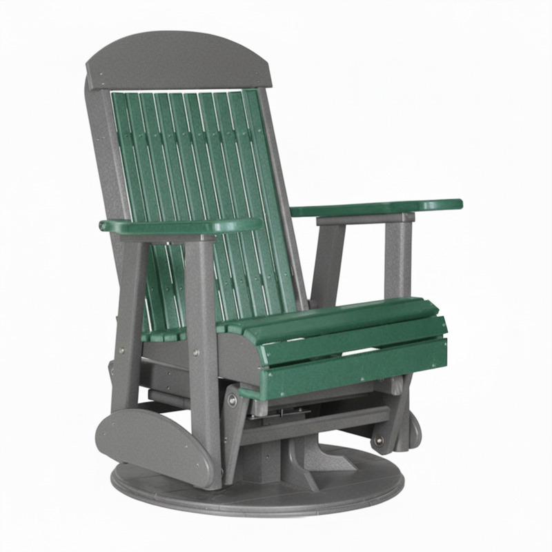 LuxCraft Green 2 foot Classic Highback Recycled Plastic Swivel Glider Chair