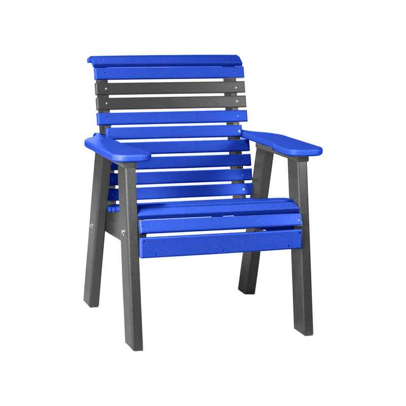 LuxCraft Blue 2' Rollback Recycled Plastic Chair With Cup Holder