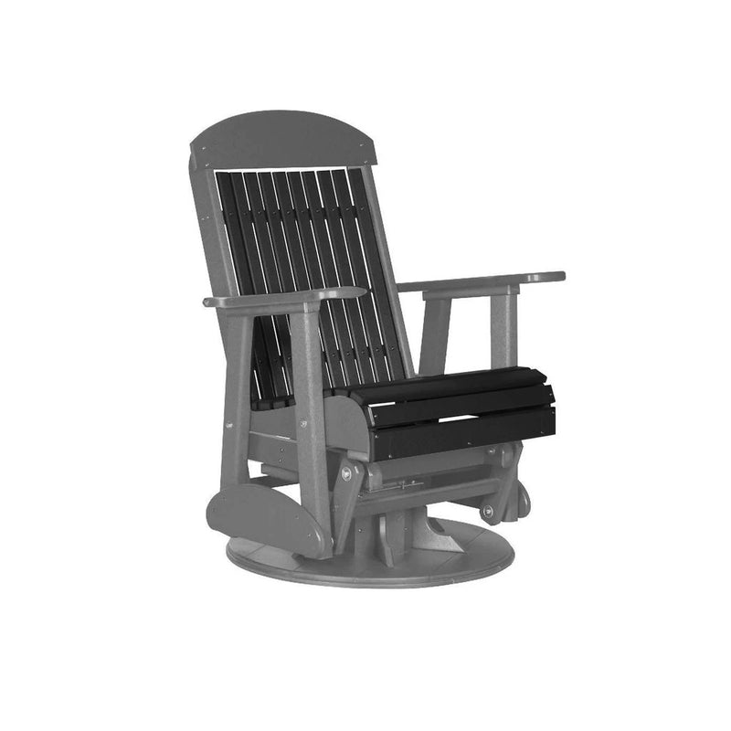 LuxCraft Black 2 foot Classic Highback Recycled Plastic Swivel Glider Chair With Cup Holder