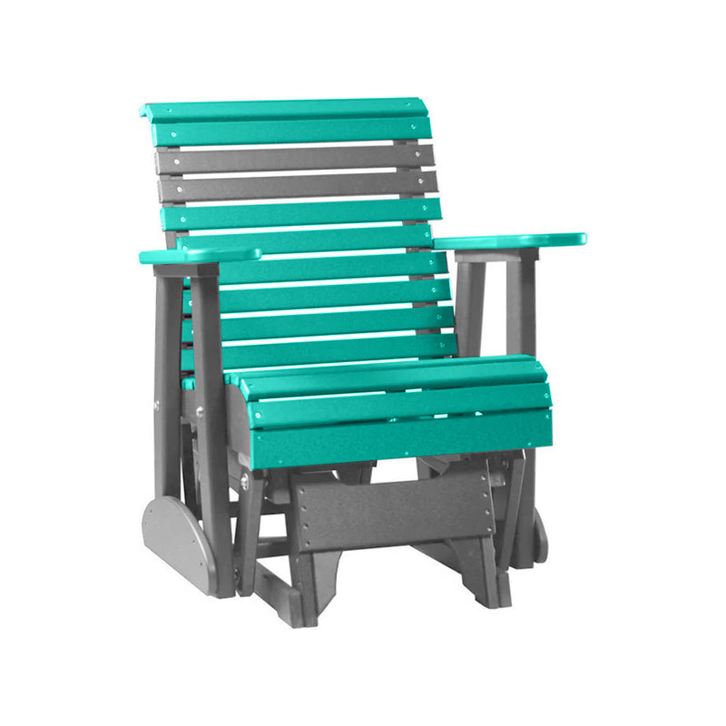 LuxCraft Aruba Blue 2 foot Rollback Recycled Plastic Glider Chair