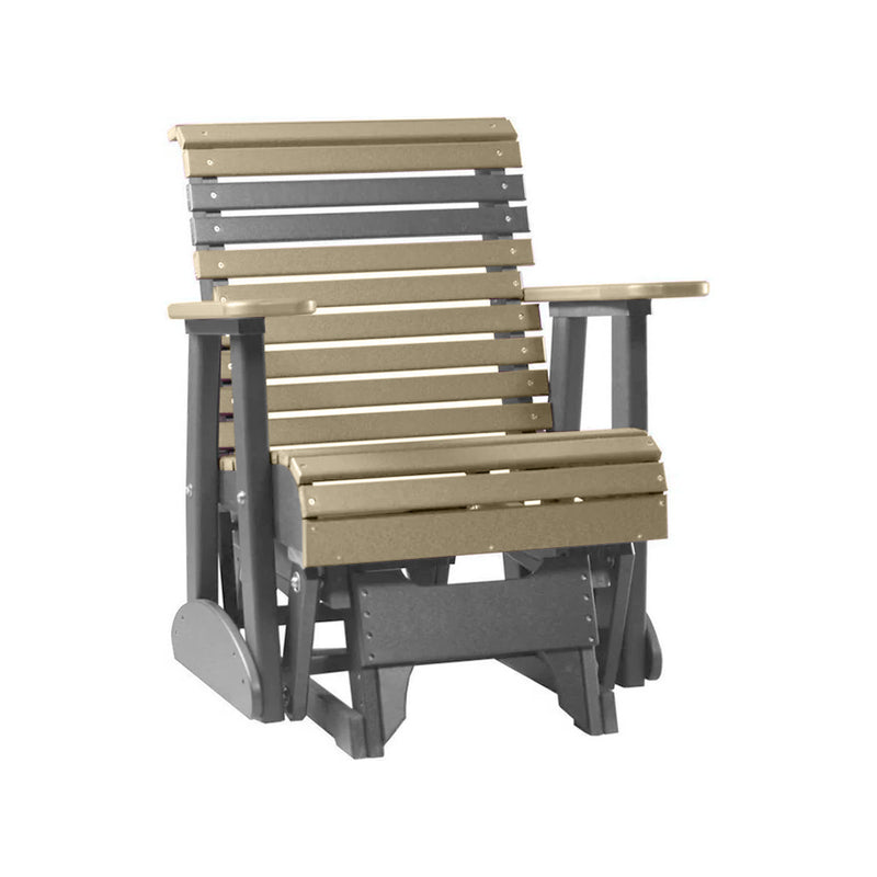 LuxCraft Weatherwood 2 foot Rollback Recycled Plastic Glider Chair With Cup Holder