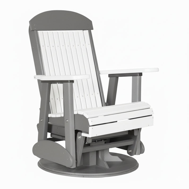 LuxCraft White 2 foot Classic Highback Recycled Plastic Swivel Glider Chair