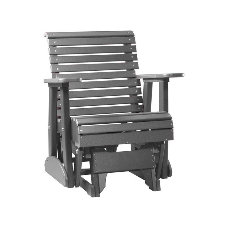 LuxCraft Slate 2 foot Rollback Recycled Plastic Glider Chair With Cup Holder