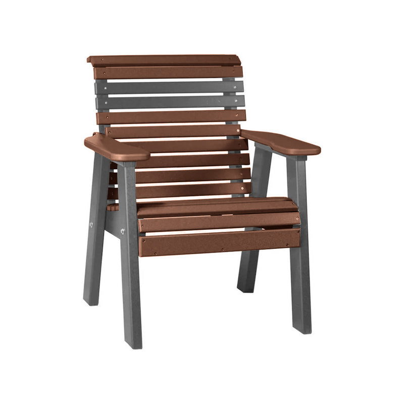LuxCraft Chestnut Brown 2' Rollback Recycled Plastic Chair With Cup Holder