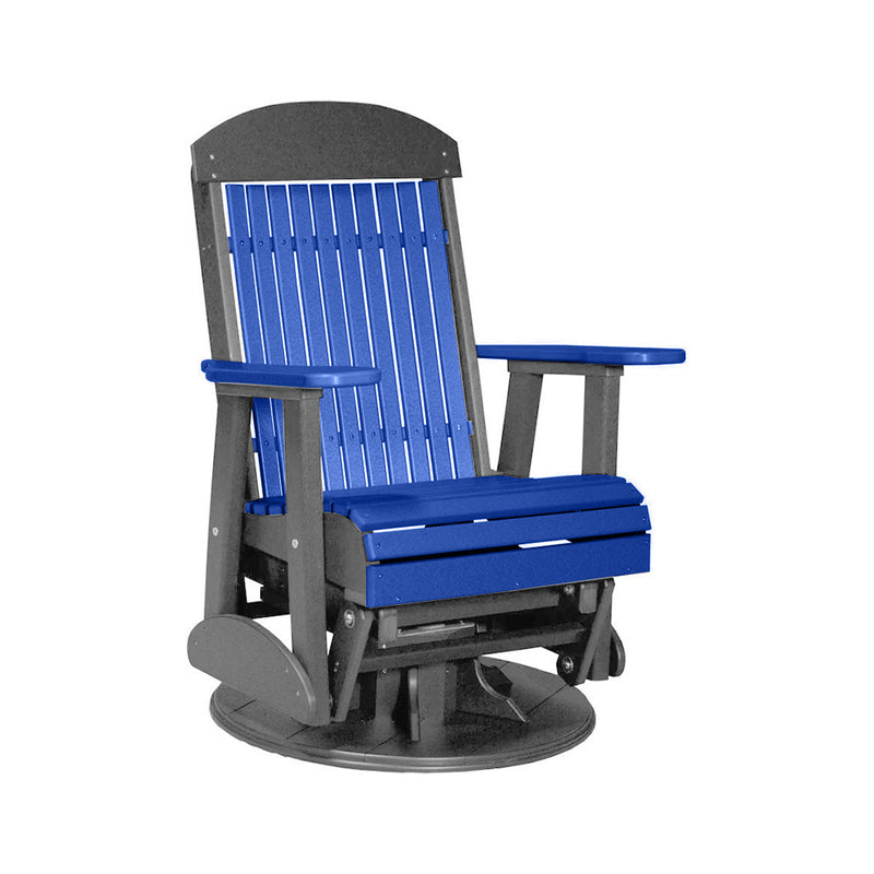 LuxCraft Blue 2 foot Classic Highback Recycled Plastic Swivel Glider Chair With Cup Holder