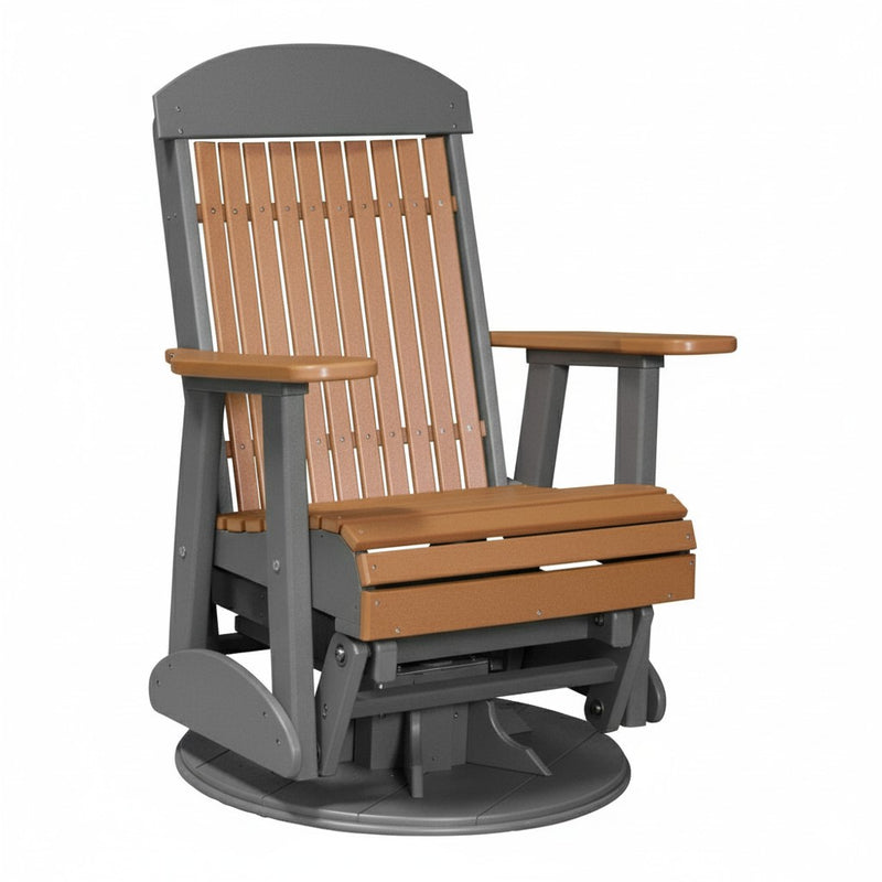 LuxCraft Cedar 2 foot Classic Highback Recycled Plastic Swivel Glider Chair