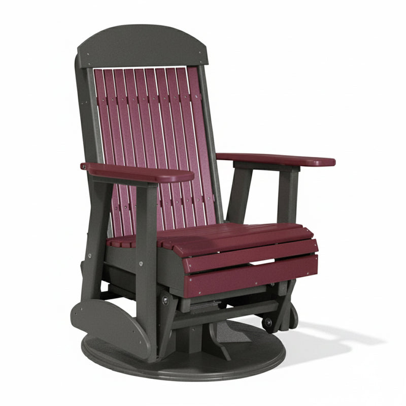LuxCraft Cherrywood 2 foot Classic Highback Recycled Plastic Swivel Glider Chair With Cup Holder