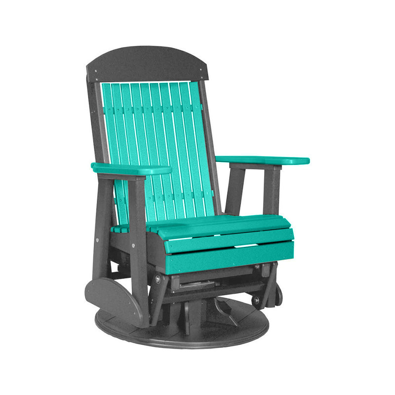 LuxCraft Aruba Blue 2 foot Classic Highback Recycled Plastic Swivel Glider Chair