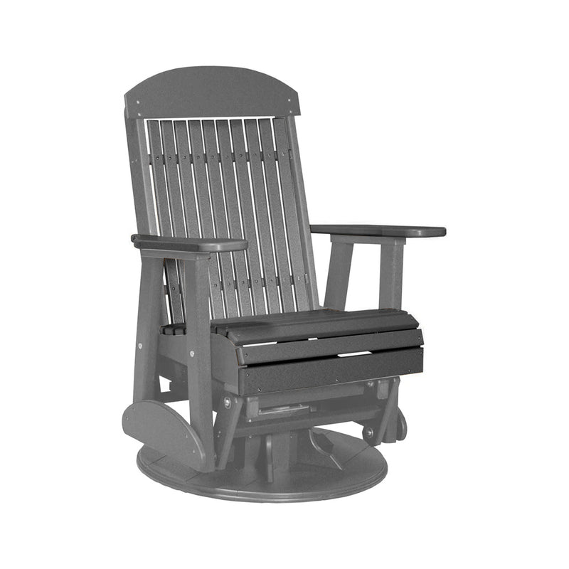 LuxCraft Slate 2 foot Classic Highback Recycled Plastic Swivel Glider Chair With Cup Holder