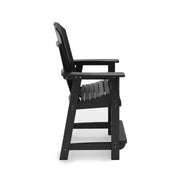 SoPoly St Simons Fan Back Counter Chair (Premium) in Black, side view
