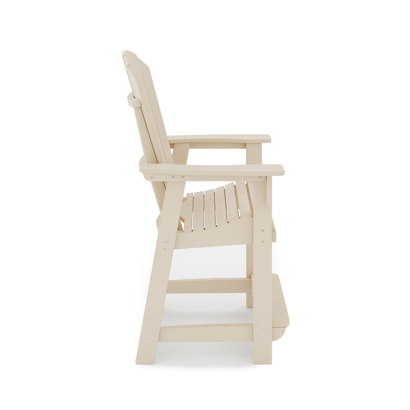 SoPoly St Simons Fan Back Counter Chair (Premium) in Tybee Sand, side view