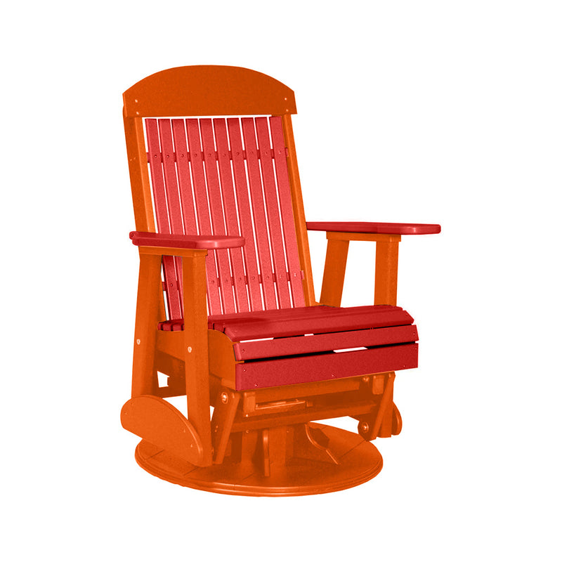 LuxCraft Red 2 foot Classic Highback Recycled Plastic Swivel Glider Chair