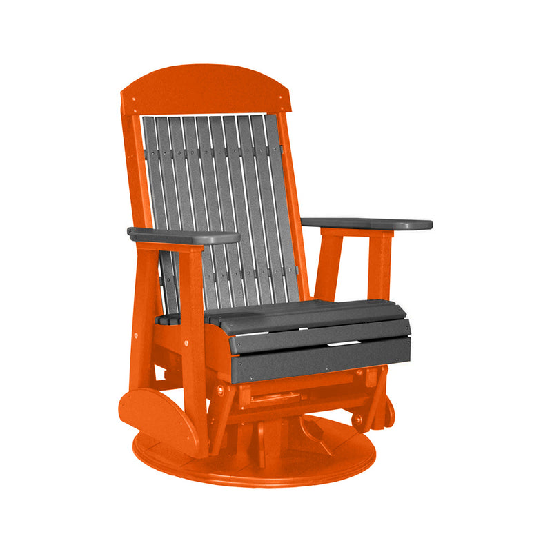LuxCraft Slate 2 foot Classic Highback Recycled Plastic Swivel Glider Chair With Cup Holder