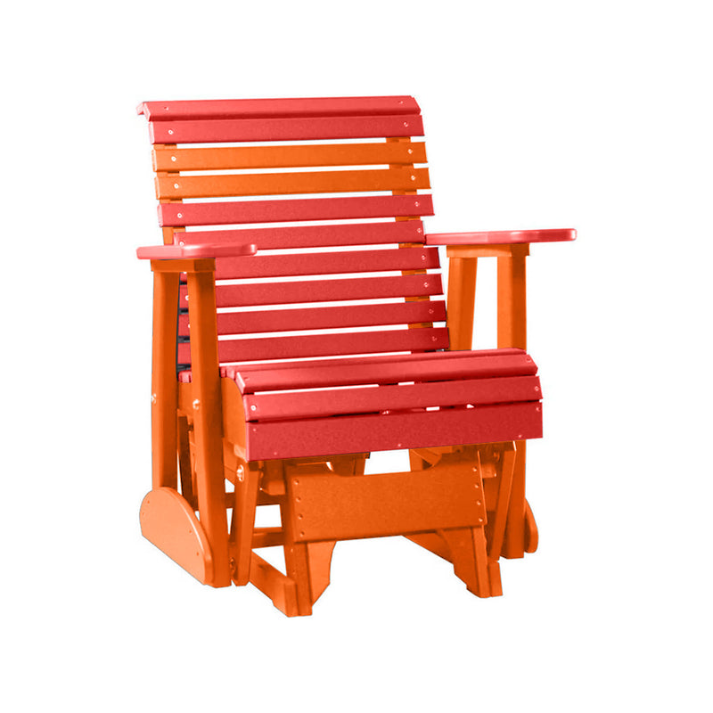 LuxCraft Red 2 foot Rollback Recycled Plastic Glider Chair With Cup Holder
