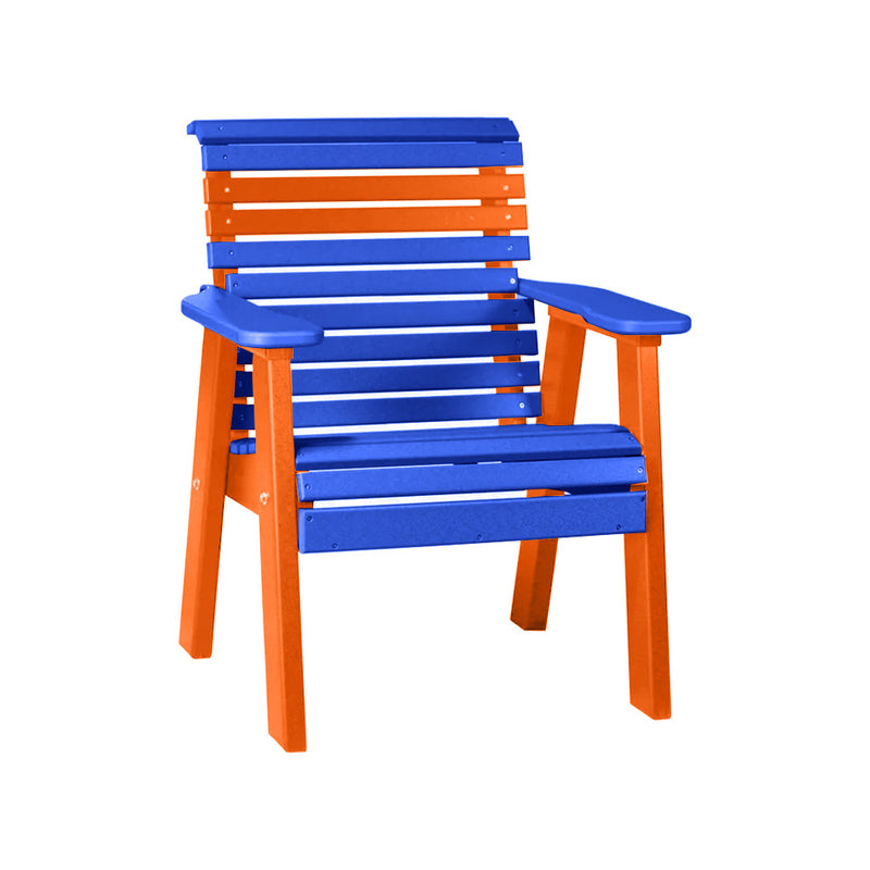 LuxCraft Blue 2' Rollback Recycled Plastic Chair With Cup Holder
