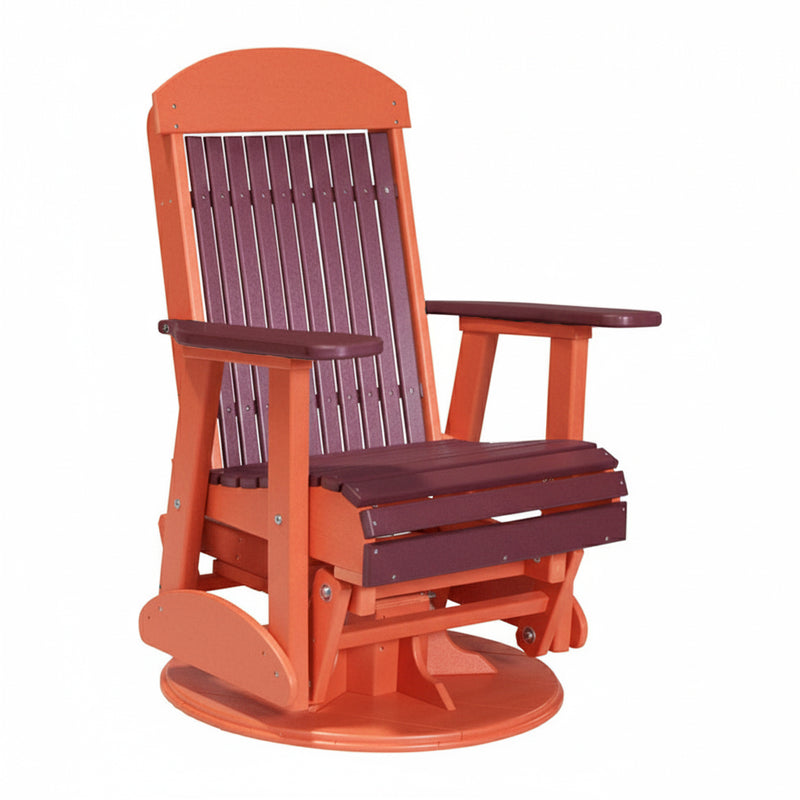 LuxCraft Cherrywood 2 foot Classic Highback Recycled Plastic Swivel Glider Chair With Cup Holder