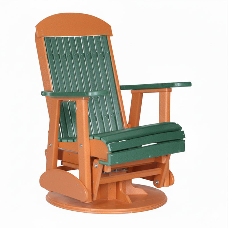 LuxCraft Green 2 foot Classic Highback Recycled Plastic Swivel Glider Chair
