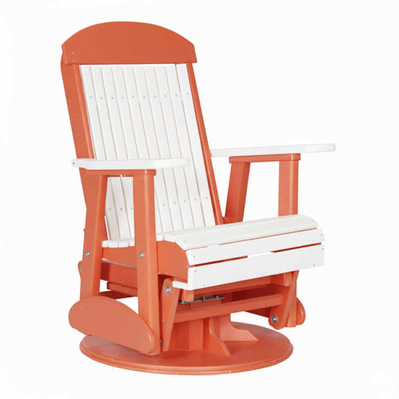 LuxCraft White 2 foot Classic Highback Recycled Plastic Swivel Glider Chair