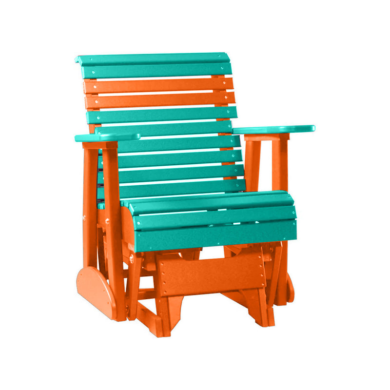 LuxCraft Aruba Blue 2 foot Rollback Recycled Plastic Glider Chair