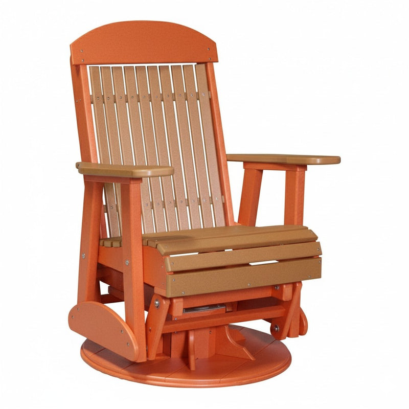 LuxCraft Cedar 2 foot Classic Highback Recycled Plastic Swivel Glider Chair